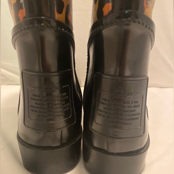 COACH “Tristee” Rubber Rain Boots Leopard Pattern w/Tie Lace Women’s Size 7 - Picture 6 of 8